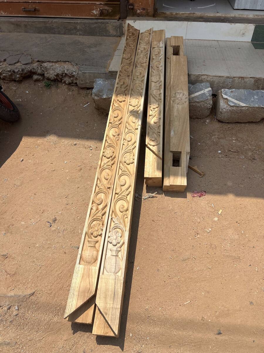 Carved decorative wood trim, Sri Shiva Saw Mills workshop